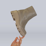 XENUS in GREIGE Platform Ankle Boots