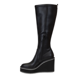APEX in BLACK Wedge Knee High Boots