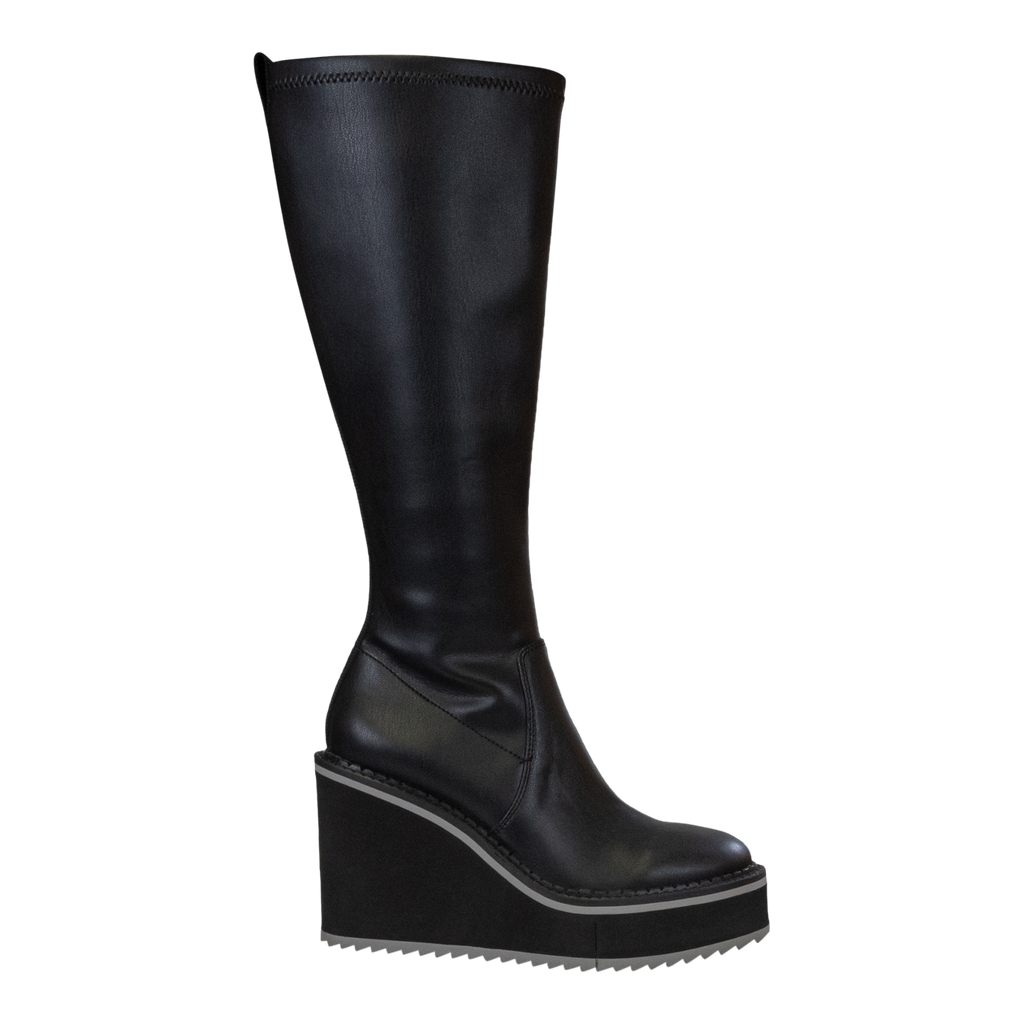 APEX in BLACK Wedge Knee High Boots – Nakedfeet Shoes