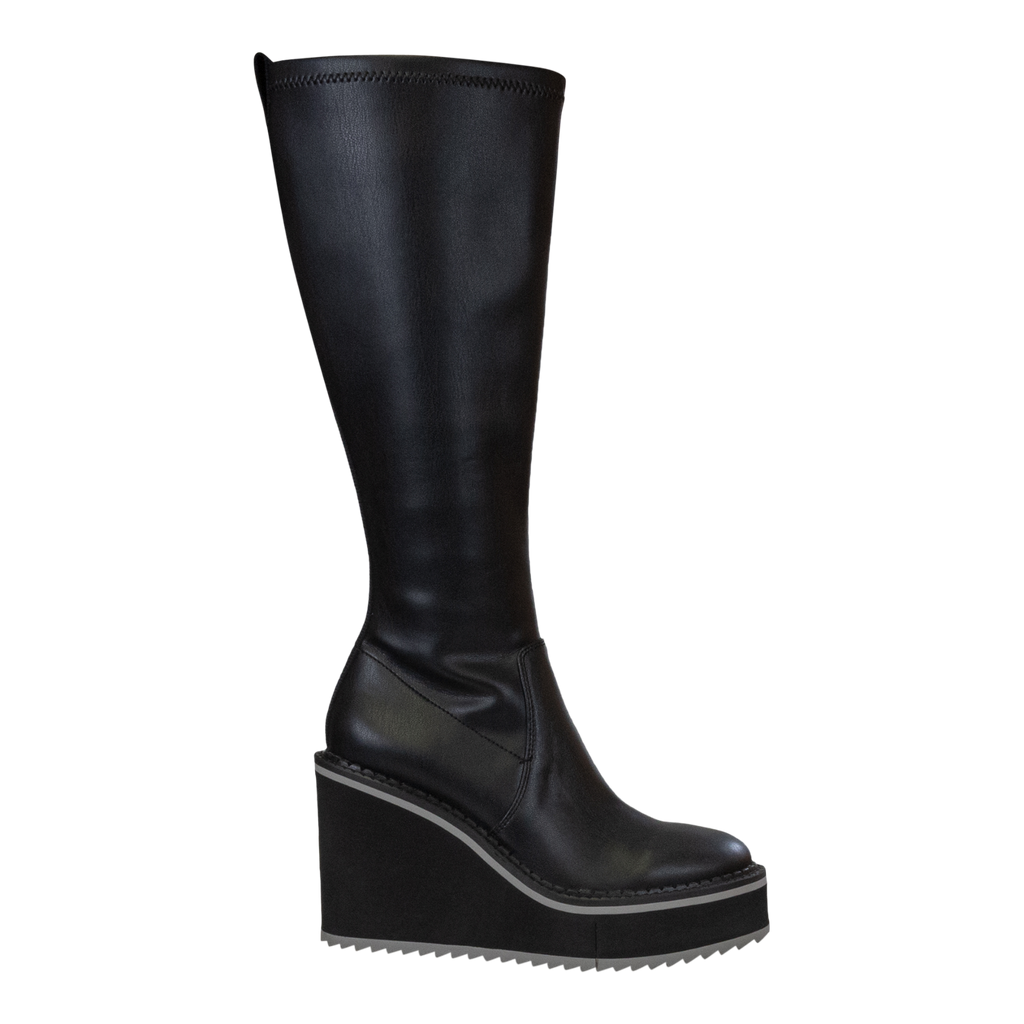 Black high wedge boots outlet