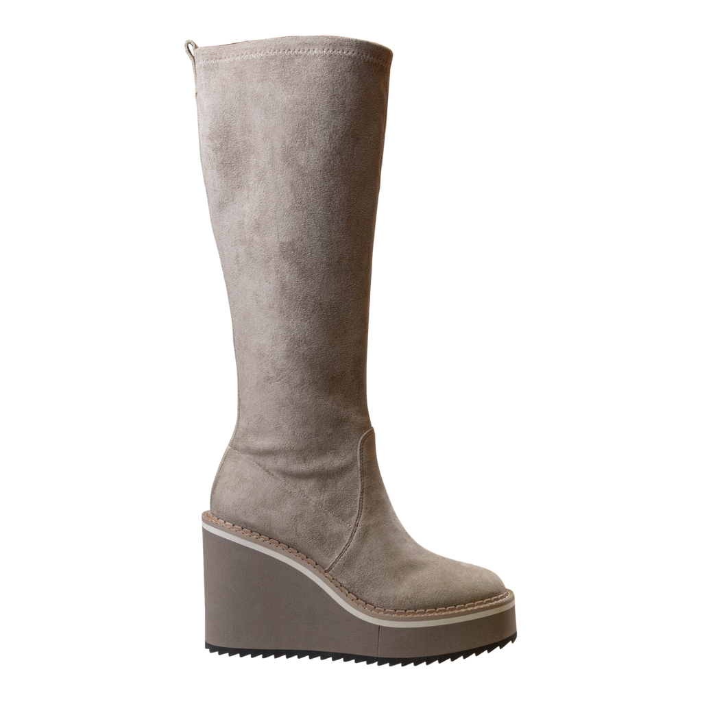Suede knee high wedge boots sales