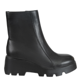XENUS in BLACK LEATHER Platform Ankle Boots