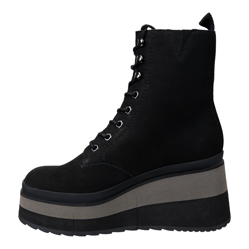 BURNOUT in BLACK Platform Combat Boots