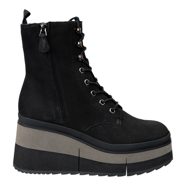 BURNOUT in BLACK Platform Combat Boots