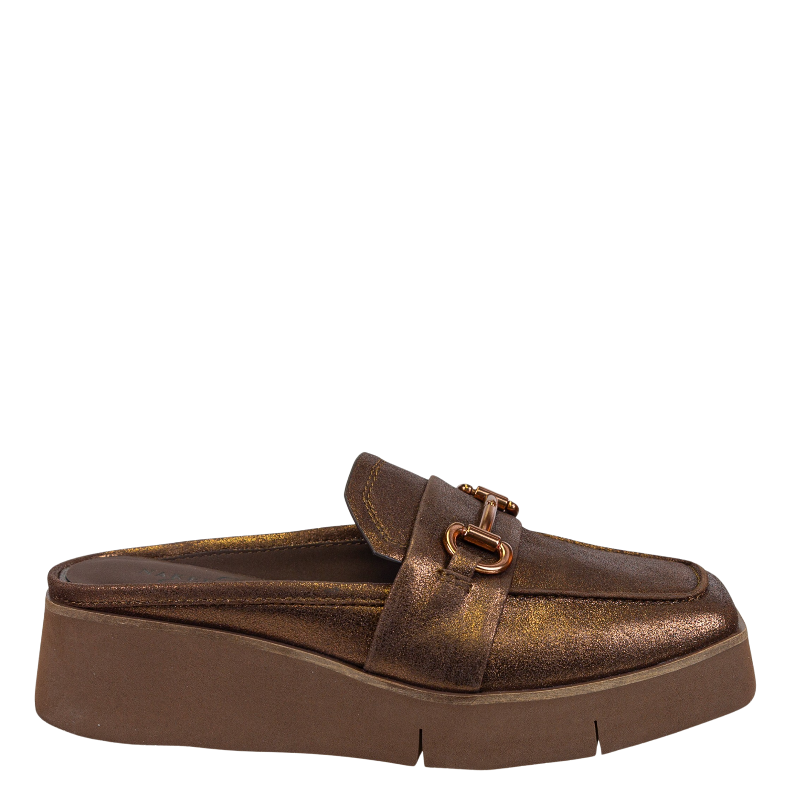 Elect in Dark Bronze Platform Mules | Women's Shoes by NAKED FEET