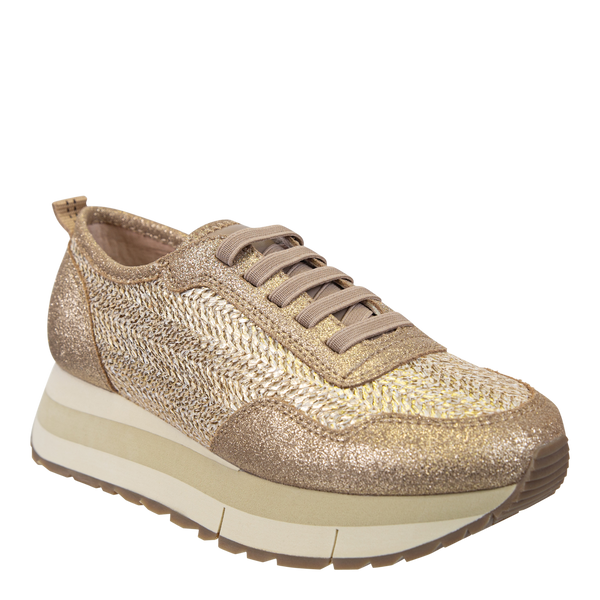 KINETIC in GOLD RAFFIA Platform Sneakers