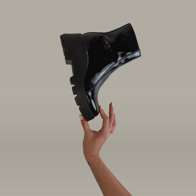Black platform sole sales boots