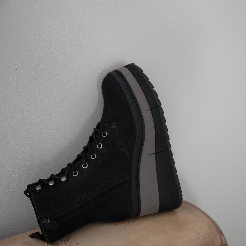 BURNOUT in BLACK Platform Combat Boots