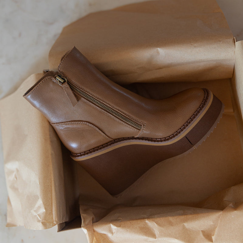 AVAIL in BROWN Wedge Ankle Boots