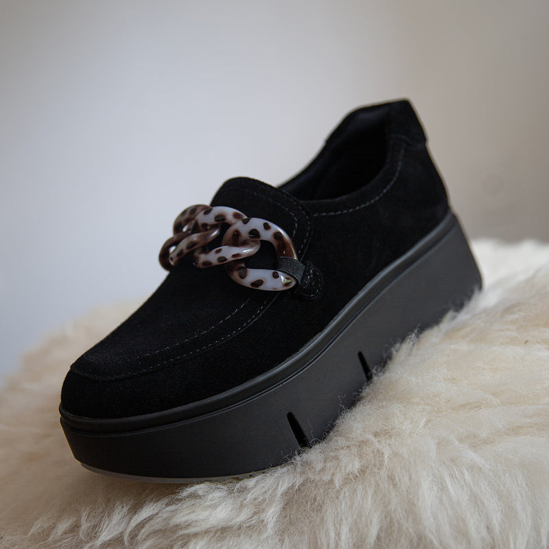 Black Suede Platform Sneaker