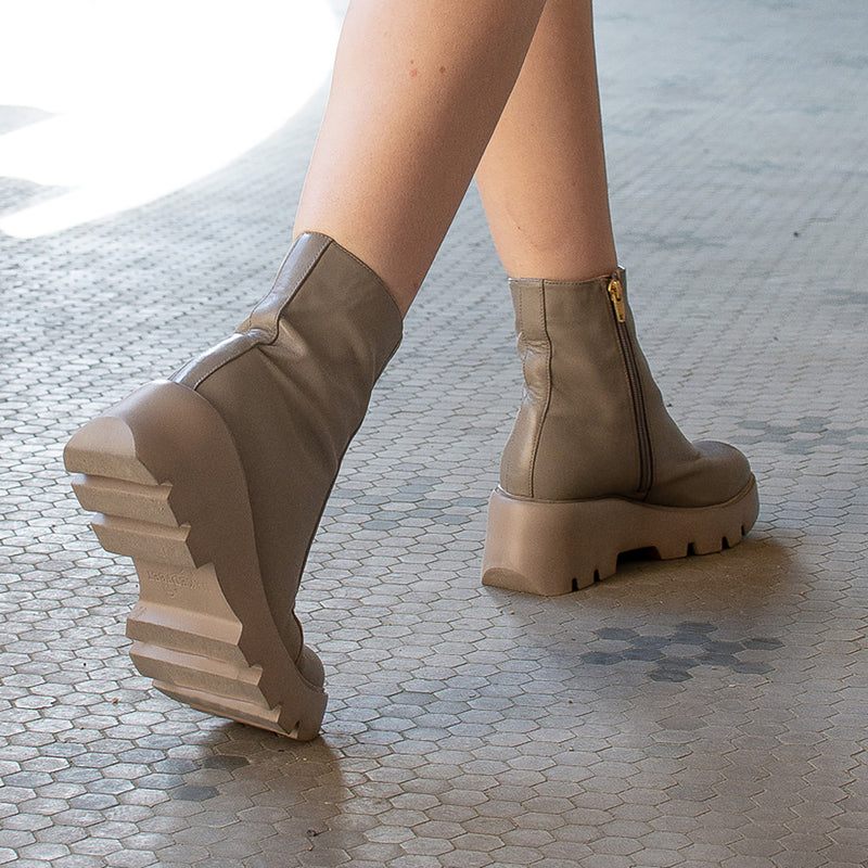 XENUS in GREIGE Platform Ankle Boots