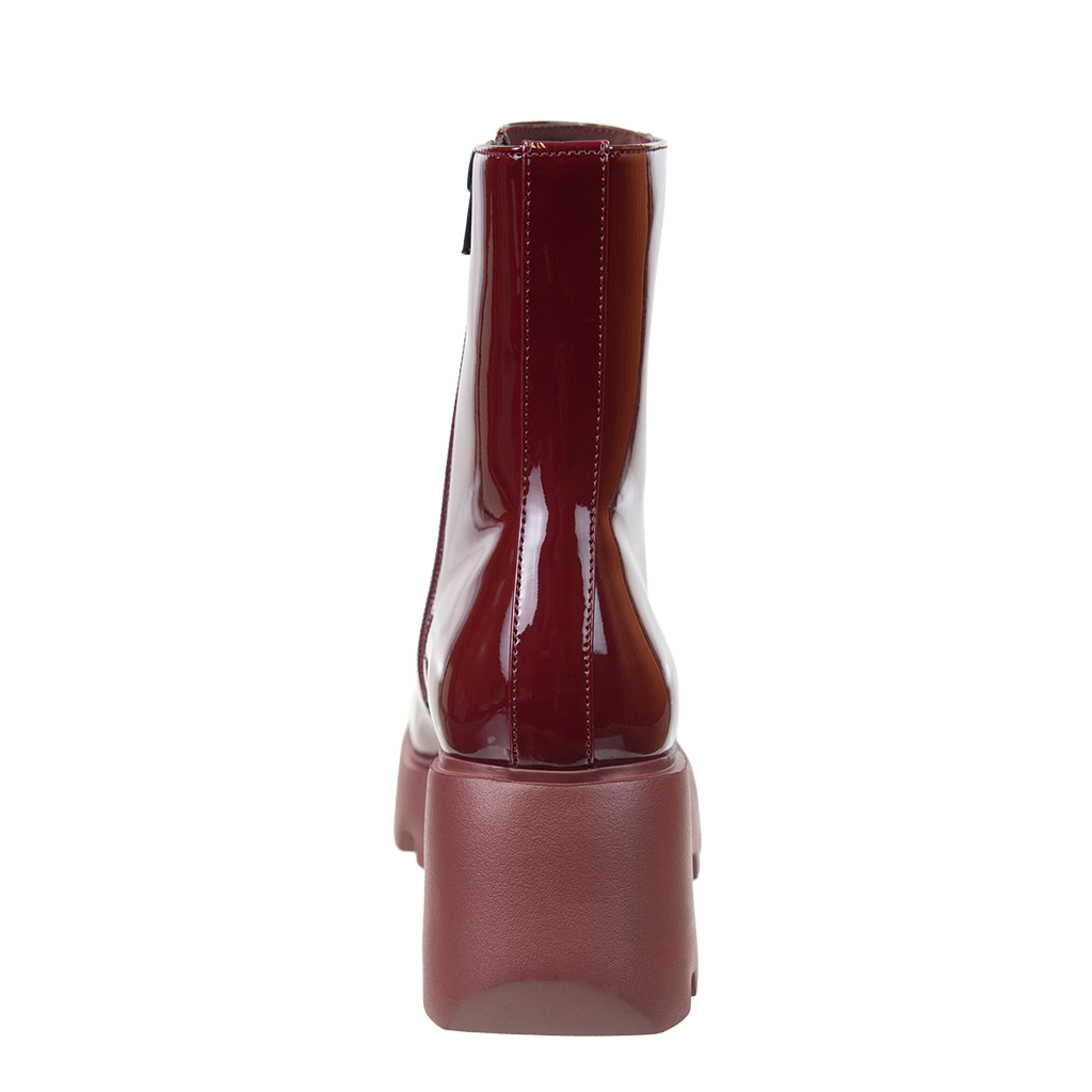XENUS in DEEP RED Platform Ankle Boots