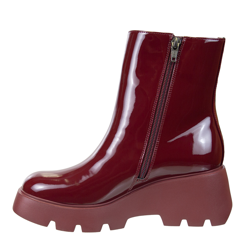 XENUS in DEEP RED Platform Ankle Boots