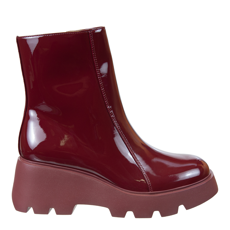 XENUS in DEEP RED Platform Ankle Boots