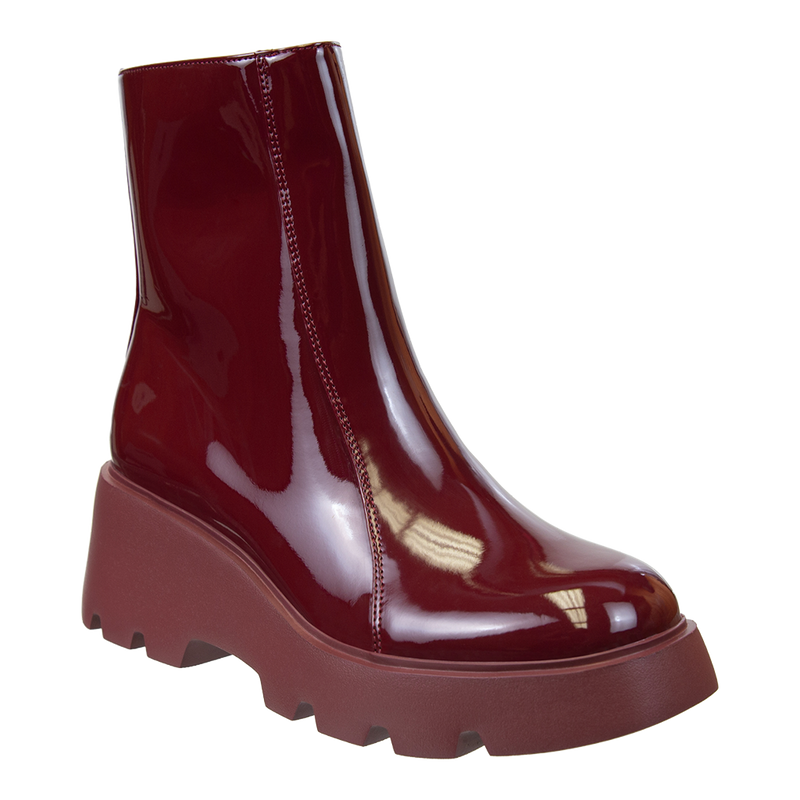 XENUS in DEEP RED Platform Ankle Boots Nakedfeet Shoes