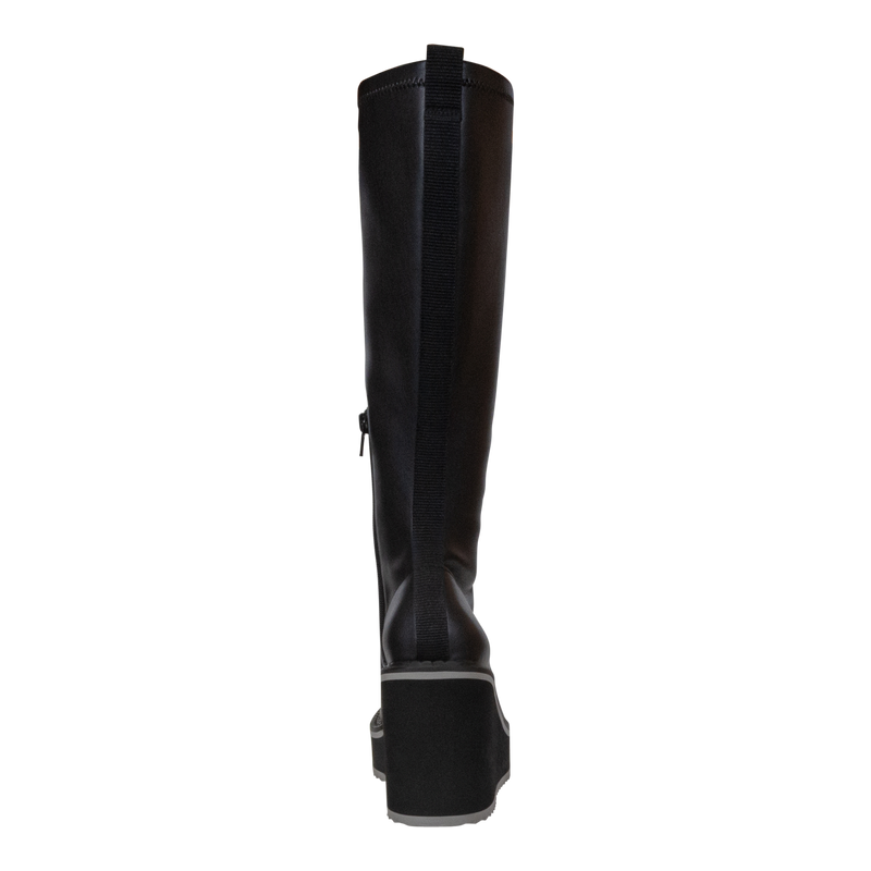 APEX in BLACK Wedge Knee High Boots