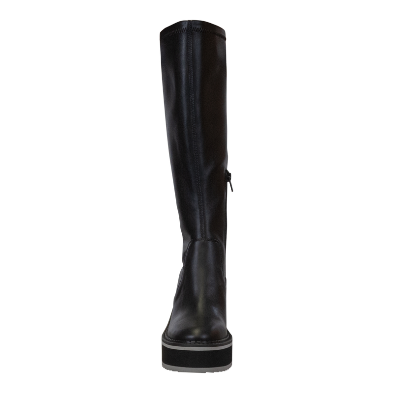 APEX in BLACK Wedge Knee High Boots