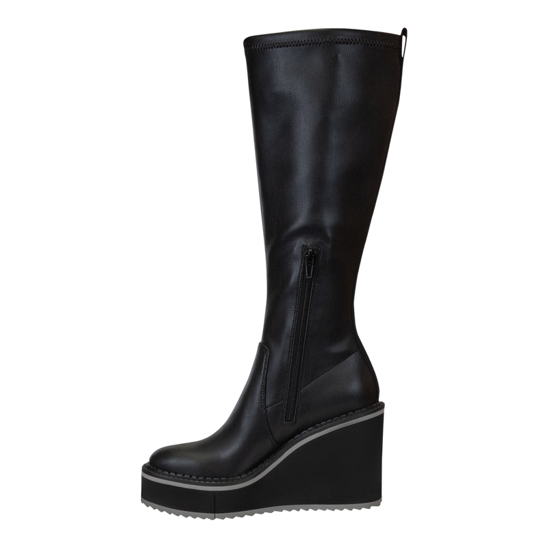 APEX in BLACK Wedge Knee High Boots – Nakedfeet Shoes
