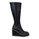 APEX in BLACK Wedge Knee High Boots
