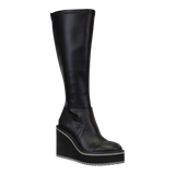 APEX in BLACK Wedge Knee High Boots