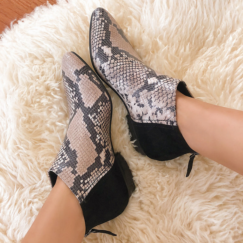 CHI in SNAKE PRINT Heeled Ankle Boots