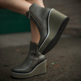 AVAIL in GREIGE Wedge Ankle Boots