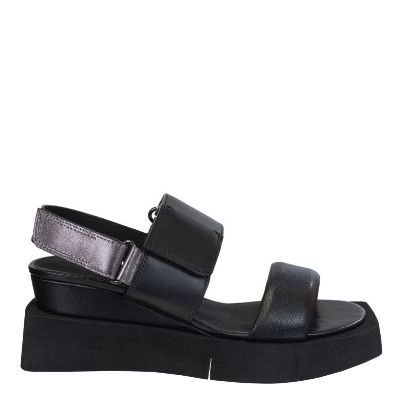 PARADOX in BLACK Wedge Sandals