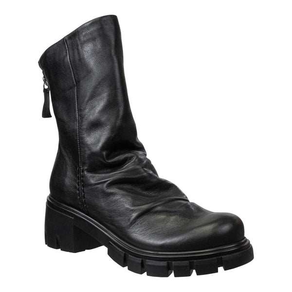 PROTOCOL in BLACK Heeled Mid Shaft Boots