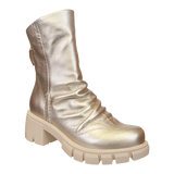 PROTOCOL in GOLD Heeled Mid Shaft Boots