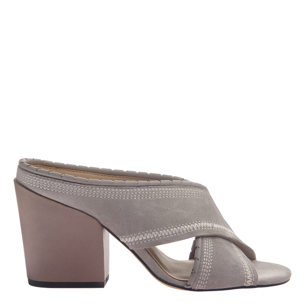 Naked Feet women's heeled sandal freesia in dove side view 