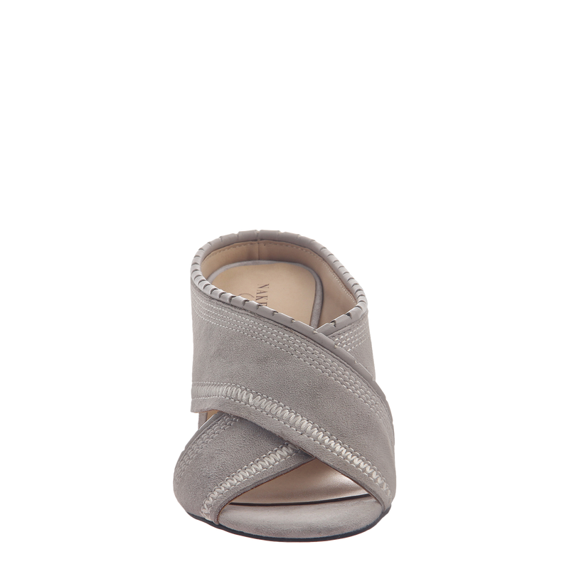 Naked Feet women's heeled sandal freesia in dove front view  