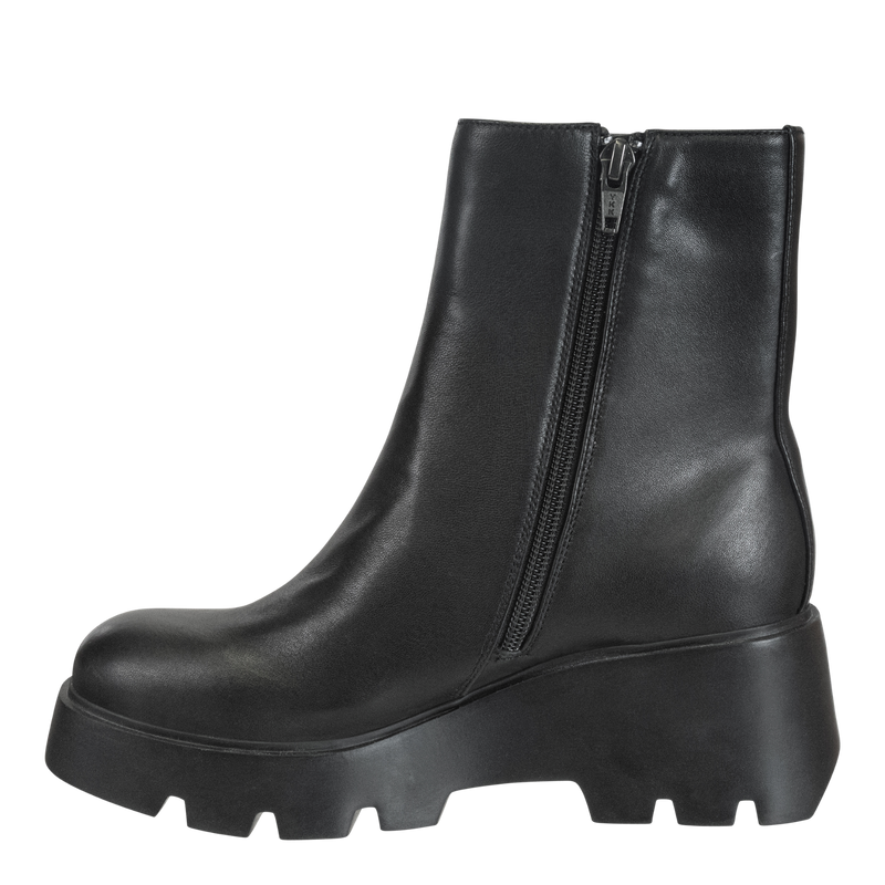 XENUS in BLACK LEATHER Platform Ankle Boots