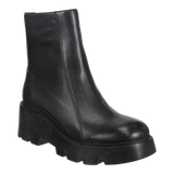 XENUS in BLACK LEATHER Platform Ankle Boots
