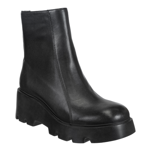 XENUS in BLACK LEATHER Platform Ankle Boots
